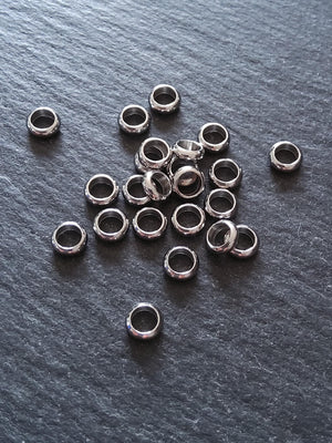 10 or 50 Stainless Steel 6mm Solid Round CLOSED Ring Spacer Beads 6x2mm. Hole: 4mm Non-Tarnish