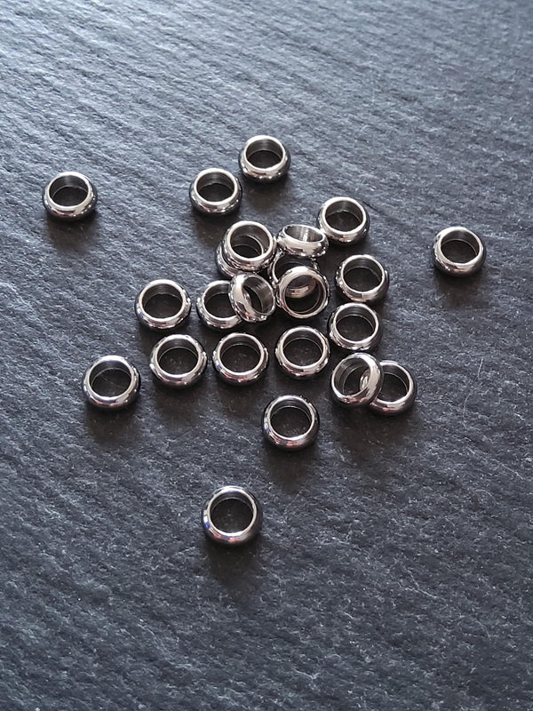 10 or 50 Stainless Steel 6mm Solid Round CLOSED Ring Spacer Beads 6x2mm. Hole: 4mm Non-Tarnish