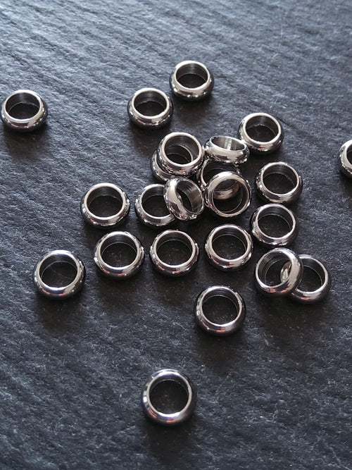 10 or 50 Stainless Steel 6mm Solid Round CLOSED Ring Spacer Beads 6x2mm. Hole: 4mm Non-Tarnish