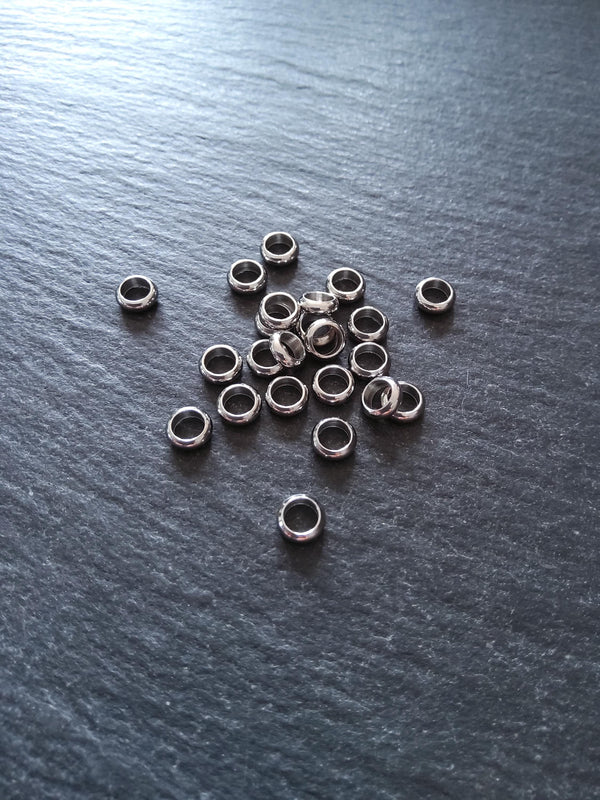 10 or 50 Stainless Steel 6mm Solid Round CLOSED Ring Spacer Beads 6x2mm. Hole: 4mm Non-Tarnish