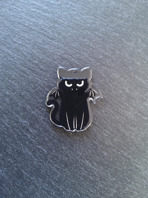 2 or 10 Winged Black Cat Charms White & Black Resin 37x33mm