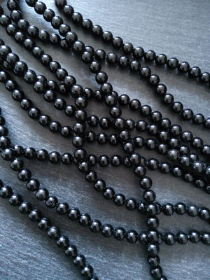 8.2mm Natural Black Obsidian Round Gemstone Beads Full 15 inch Strand Hole: 1mm