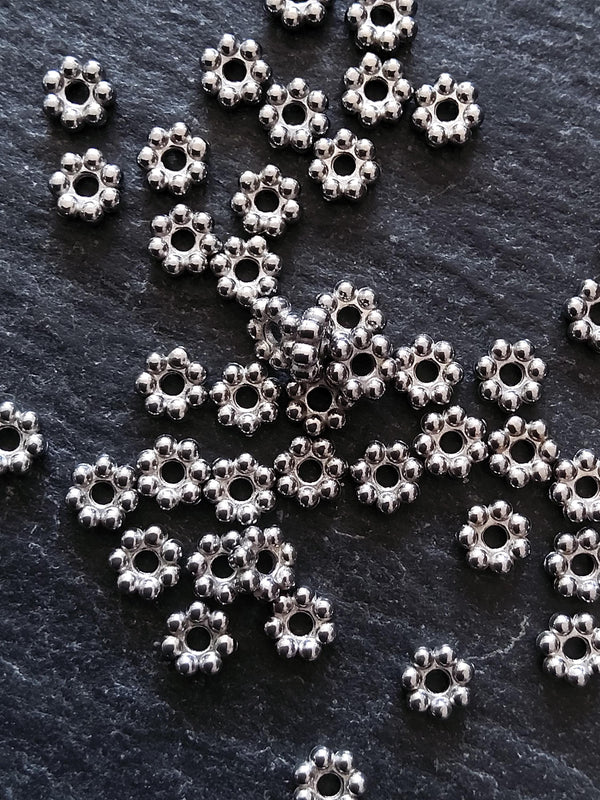 10 or 50 Stainless Steel 4mm Daisy Spacer Beads 4x1.2mm Hole: 1mm - ContentedCatz