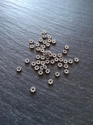 10 or 50 Stainless Steel 4mm Daisy Spacer Beads 4x1.2mm Hole: 1mm - ContentedCatz