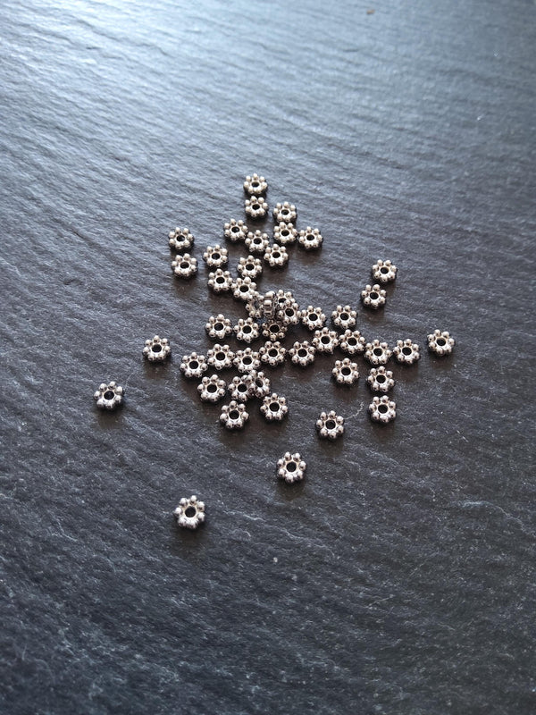 10 or 50 Stainless Steel 4mm Daisy Spacer Beads 4x1.2mm Hole: 1mm - ContentedCatz