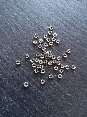 10 or 50 Stainless Steel 4mm Daisy Spacer Beads 4x1.2mm Hole: 1mm - ContentedCatz
