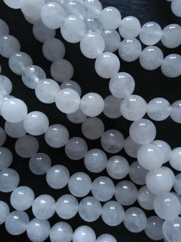 8.5mm Natural White Jade Round Beads Full 16 inch strand