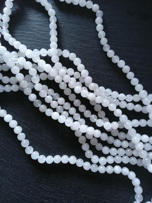 8.5mm Natural White Jade Round Beads Full 16 inch strand