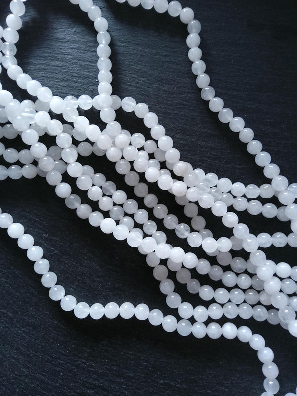 8.5mm Natural White Jade Round Beads Full 16 inch strand