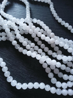 8.5mm Natural White Jade Round Beads Full 16 inch strand