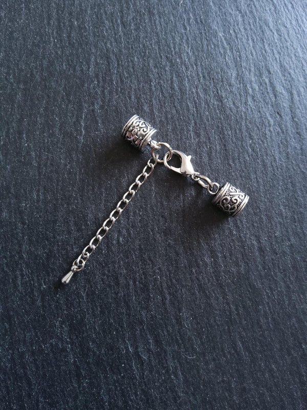 Antique Silver Tone Patterned End Cap Sets for 5mm Cord (5.5mm caps) - ContentedCatz