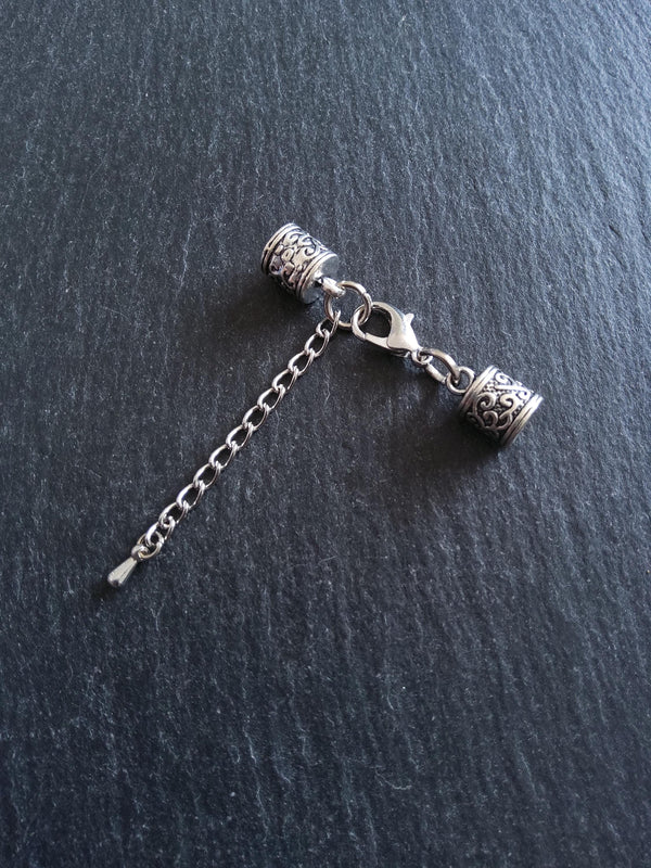 Antique Silver Tone Patterned End Cap Sets for 5mm Cord (5.5mm caps) - ContentedCatz
