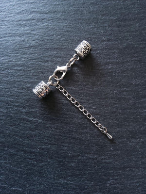 Antique Silver Tone Patterned End Cap Sets for 5mm Cord (5.5mm caps) - ContentedCatz