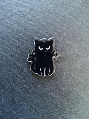 2 or 10 Winged Black Cat Charms White & Black Resin 37x33mm