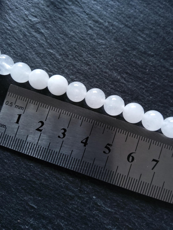 8.5mm Natural White Jade Round Beads Full 16 inch strand