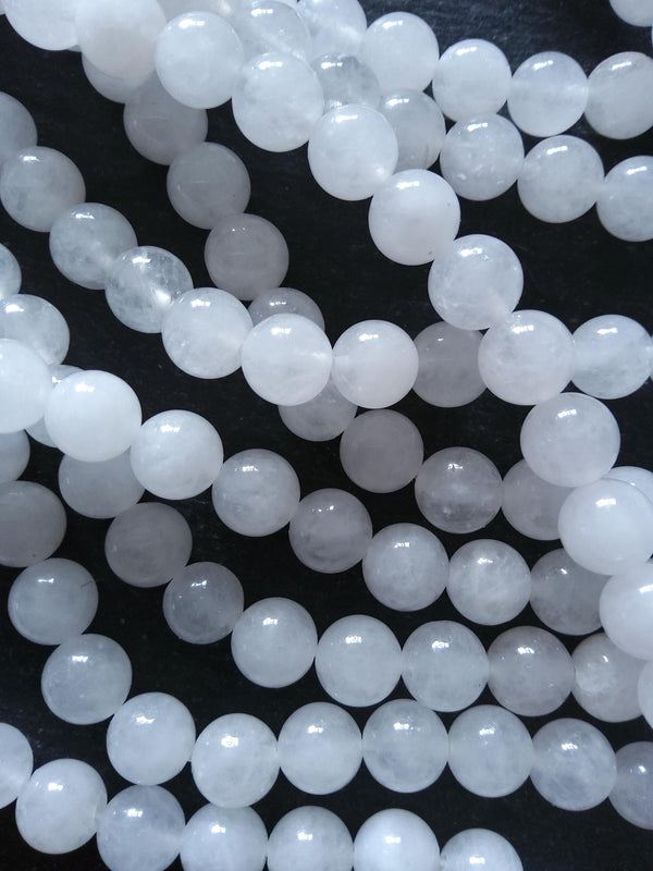 8.5mm Natural White Jade Round Beads Full 16 inch strand