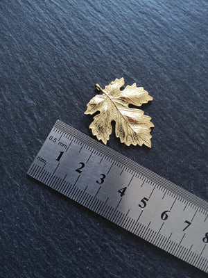 Real 18K Gold Plated Brass Maple Leaf Pendant 36x31x2mm