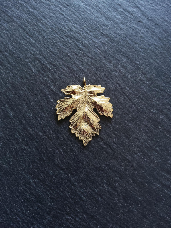 Real 18K Gold Plated Brass Maple Leaf Pendant 36x31x2mm