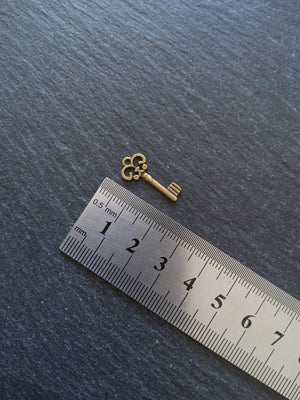 20 or 100 Antique Bronze Tone Key Charms 22x10x1.5mm