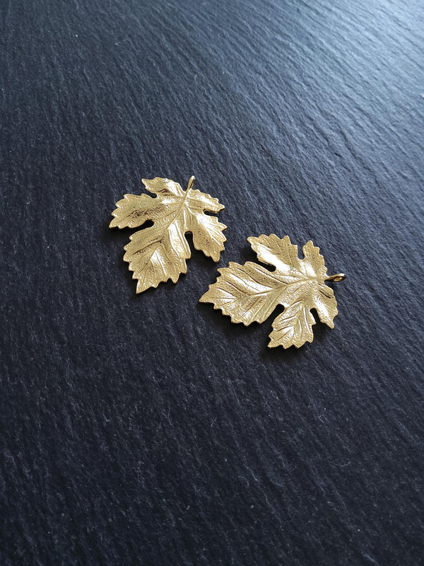 Real 18K Gold Plated Brass Maple Leaf Pendant 36x31x2mm