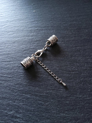 Antique Silver Tone Patterned Alloy End Cap Sets for 7mm to 7.5mm Cord (7.7mm caps) - ContentedCatz