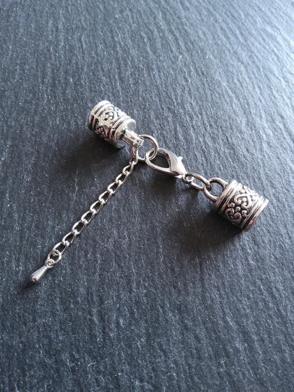 Antique Silver Tone Patterned Alloy End Cap Sets for 7mm to 7.5mm Cord (7.7mm caps) - ContentedCatz