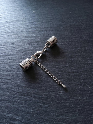 Antique Silver Tone Patterned Alloy End Cap Sets for 7mm to 7.5mm Cord (7.7mm caps) - ContentedCatz