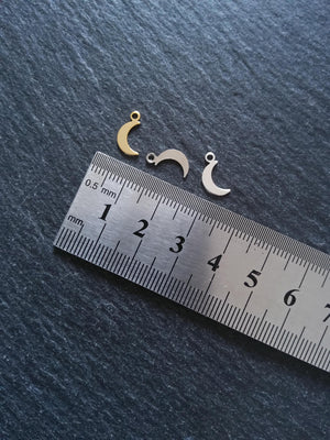 20 Crescent Moon Charms Real Gold, Silver & Platinum Plated Brass 10.5x5.5x0.5mm Hole: 1.4mm Nickel Free