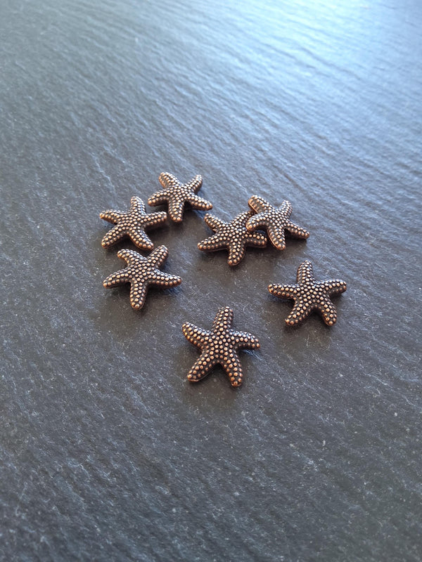 10 or 50 Starfish Beads Antique Copper Tone Alloy 14x13.5x3.7mm Hole: 1mm