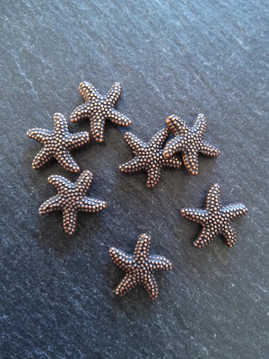 10 or 50 Starfish Beads Antique Copper Tone Alloy 14x13.5x3.7mm Hole: 1mm