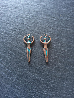 4 or 20 Antique Copper Tone Alloy Goddess Charms 38x15x4mm