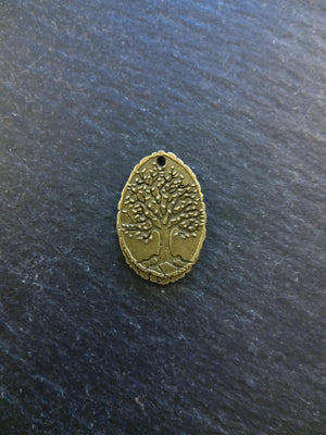 6 or 30 Antique Bronze Alloy Oval Tree on Wood Charms 25x17mm