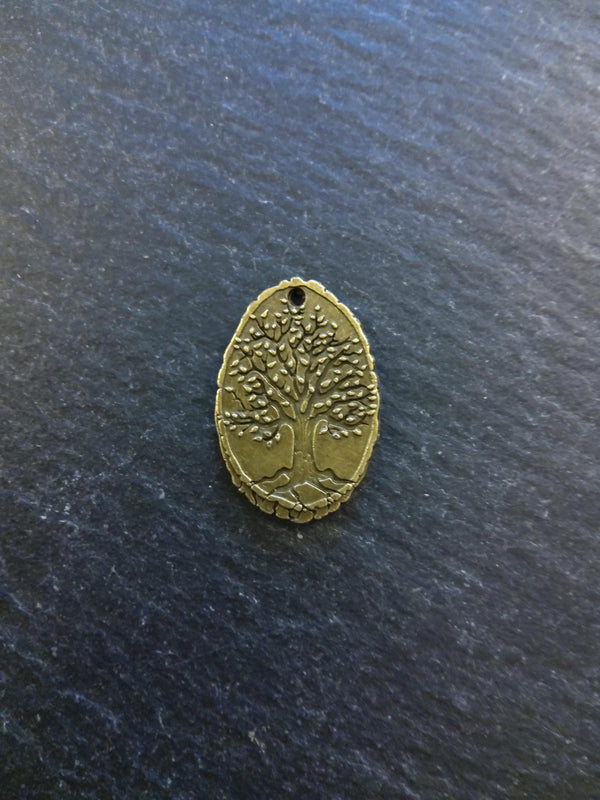 6 or 30 Antique Bronze Alloy Oval Tree on Wood Charms 25x17mm
