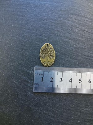 6 or 30 Antique Bronze Alloy Oval Tree on Wood Charms 25x17mm