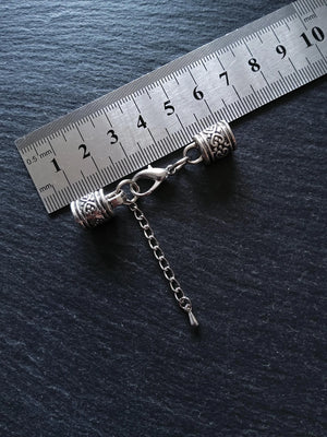 Antique Silver Tone Patterned Alloy End Cap Sets for 7mm to 7.5mm Cord (7.7mm caps) - ContentedCatz