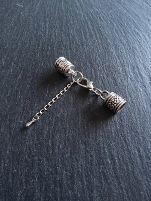 Antique Silver Tone Patterned Alloy End Cap Sets for 7mm to 7.5mm Cord (7.7mm caps) - ContentedCatz