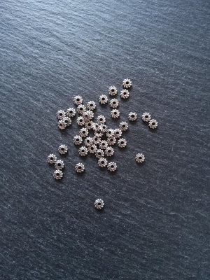 80 or 400 Silver Tone Alloy 5mm Spacer Beads Flat Round 5x1.5mm Hole: 1.4mm