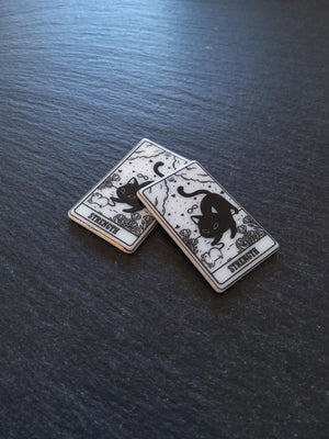 2 or 10 Strength Cat Tarot Card Charms White & Black Resin 38x23mm