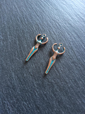 4 or 20 Antique Copper Tone Alloy Goddess Charms 38x15x4mm