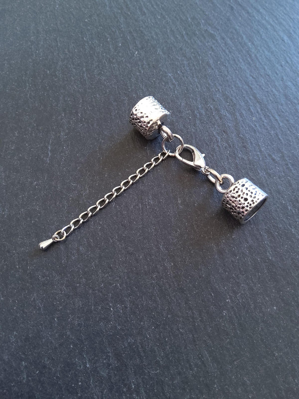 Antique Silver Tone Alloy End Cap Sets for 9.5mm Cord (9.8mm end caps)