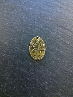 6 or 30 Antique Bronze Alloy Oval Tree on Wood Charms 25x17mm
