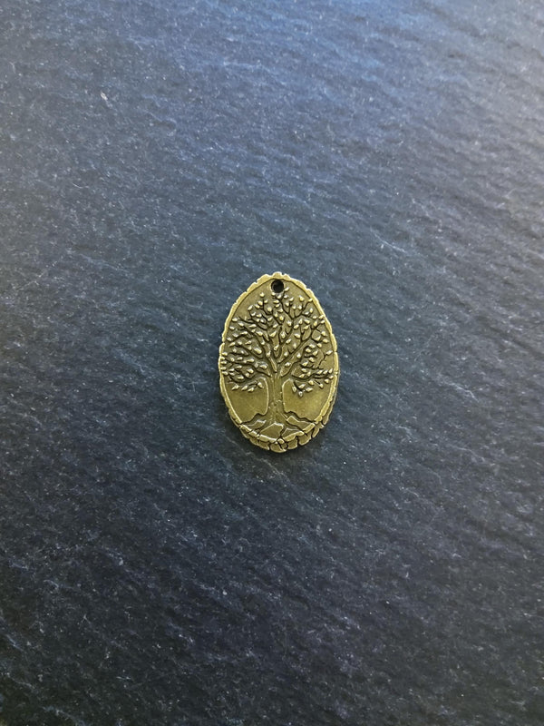 6 or 30 Antique Bronze Alloy Oval Tree on Wood Charms 25x17mm