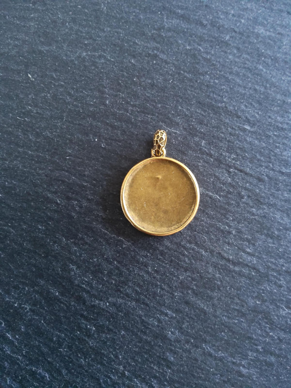 Coin Effect Portrait Pendant Antique Silver & Gold Plated Brass 26x22.5mm