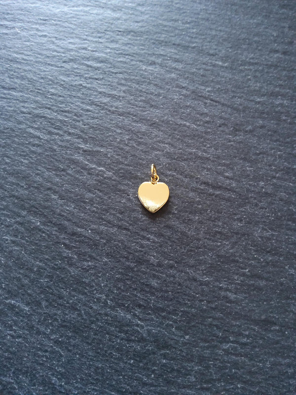 1 or 5 Heart Charms Real 18K Gold Plated Brass 12x9.5x1.5mm