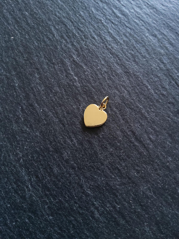 1 or 5 Heart Charms Real 18K Gold Plated Brass 12x9.5x1.5mm