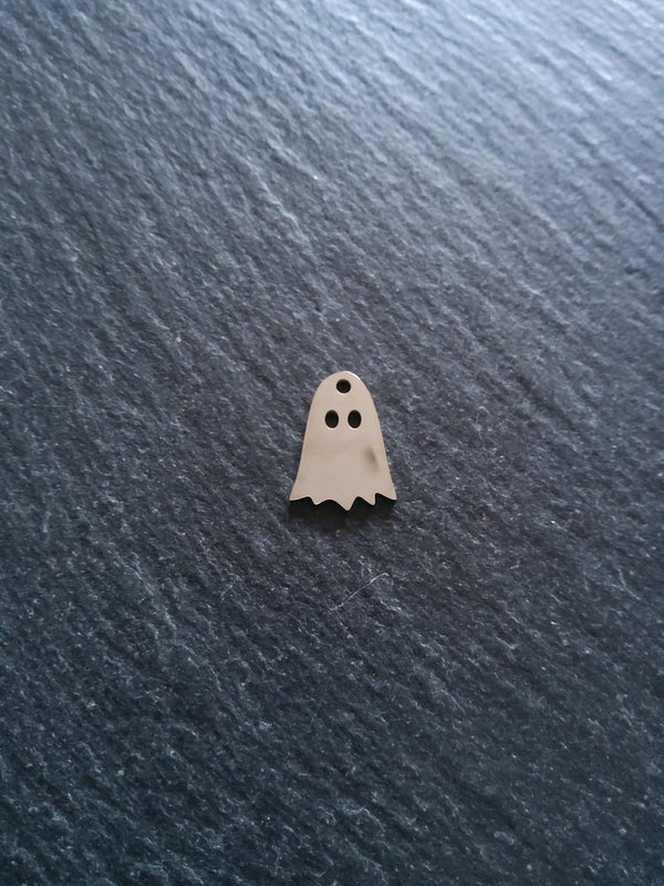 2 or 10 Stainless Steel Ghost Charms 14x10x1mm