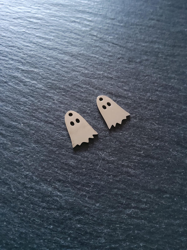 2 or 10 Stainless Steel Ghost Charms 14x10x1mm