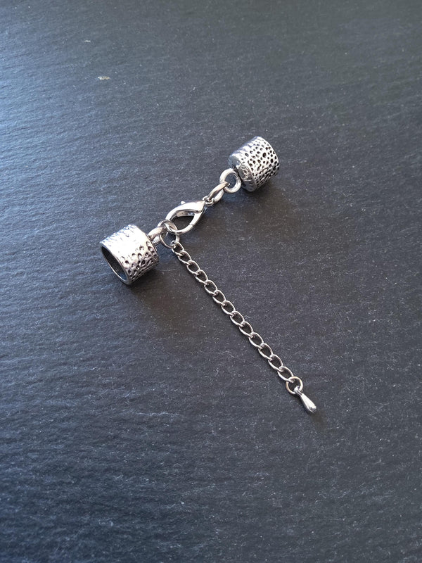 Antique Silver Tone Alloy End Cap Sets for 9.5mm Cord (9.8mm end caps)