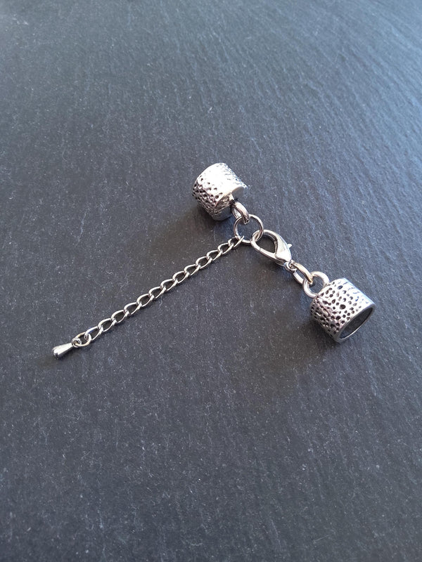 Antique Silver Tone Alloy End Cap Sets for 9.5mm Cord (9.8mm end caps)