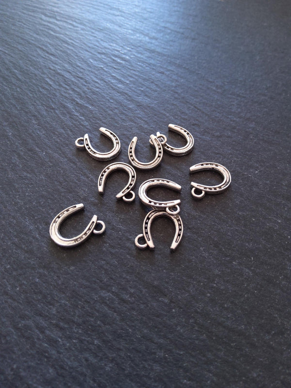 20 or 100 Lucky Horseshoe Antique Silver Tone Alloy 13x12mm